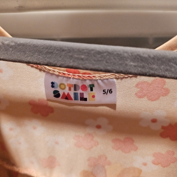 Dot Dot Smile Dress Girl's 5/6 Orange Turkey Flowers Empire Waist - Picture 7 of 9